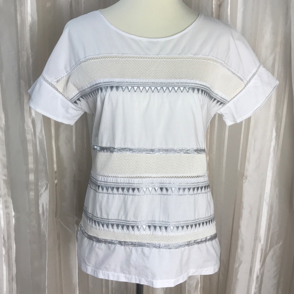 NWOT! J.Crew Embroidered flutter-sleeve T-shirt